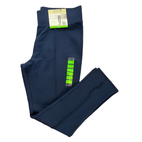 NWT Seven7 4-WAY STRETCH PULL ON PONTE PANT NAVY - Picture 1 of 5